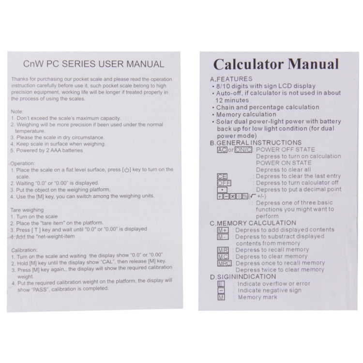 2 in 1 Electronic Pocket 1000g x 0.1g Jewelry  Digital Scale Balance + Calculator with Digits LCD Display