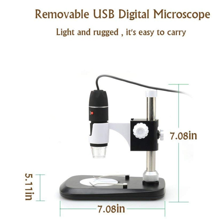 DMS-MDS800 40X-800X Magnifier 2.0MP Image Sensor USB Digital Microscope with 8 LEDs & Professional Stand