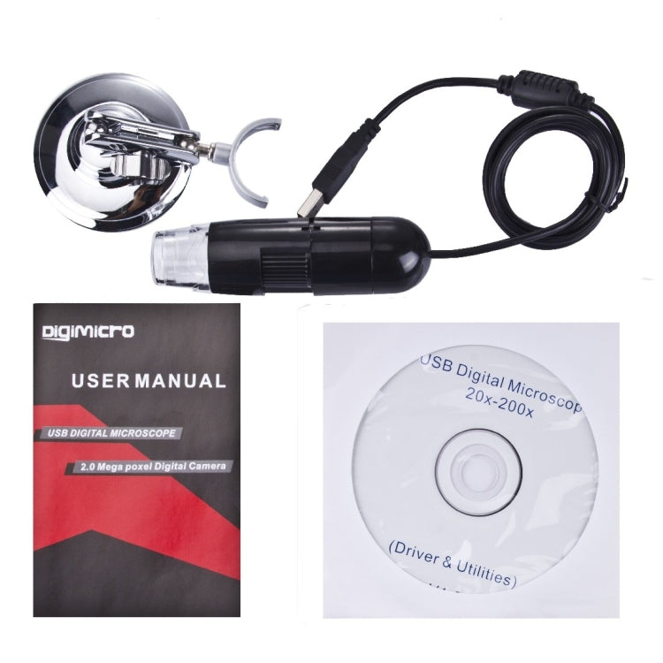 1.3 Mega pixels 200x USB digital microscope with 8 LED White light