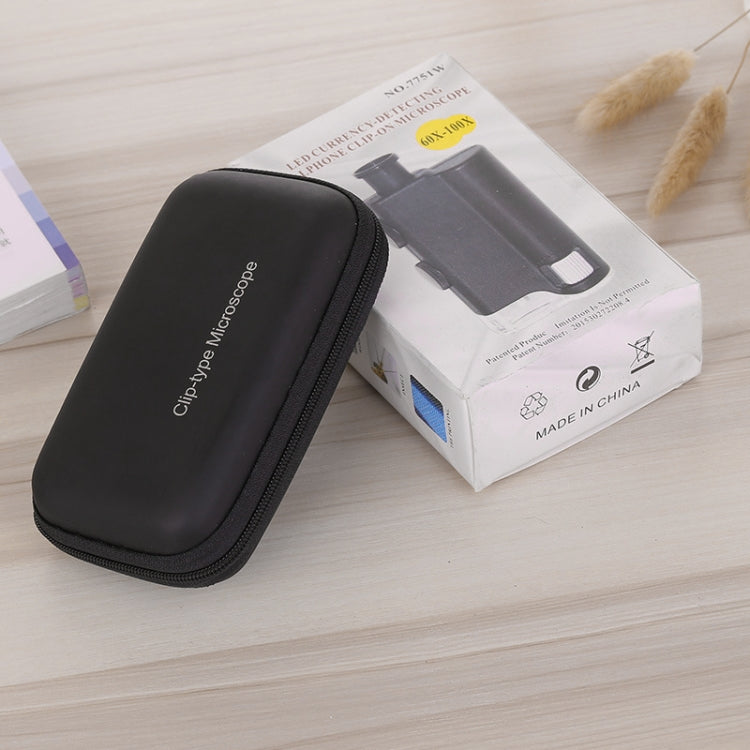 60X-100X Times Phone Microscope Clip Magnifying Jewelry Loupe With LED Light