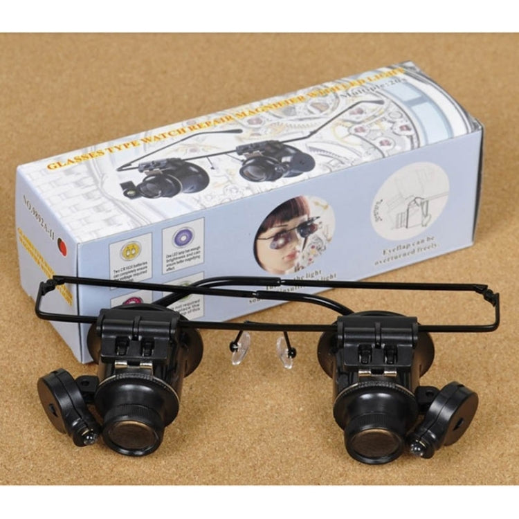 20X Glasses Type Watch Repair Loupe Magnifier with LED Light