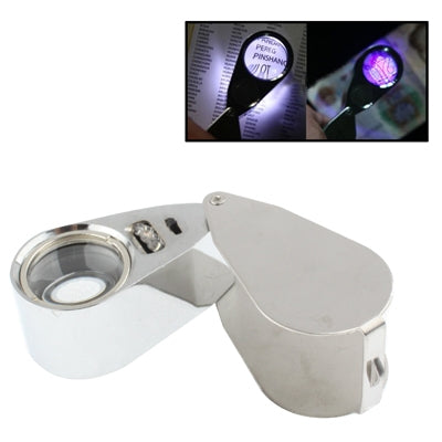 Full Metal Coating 10X Magnifying Glass Magnifier with 3 LED Lights for Currency Detecting & Jewelry Identifying