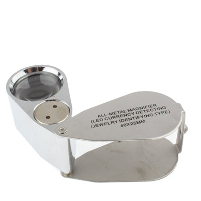 Full Metal Coating 10X Magnifying Glass Magnifier with 3 LED Lights for Currency Detecting & Jewelry Identifying