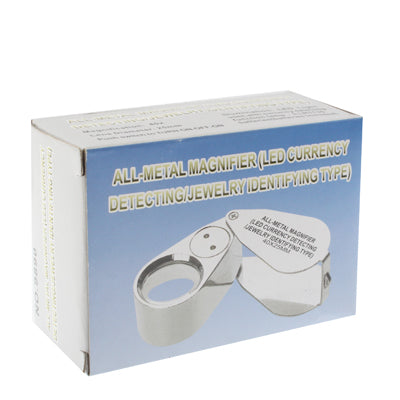 Full Metal Coating 10X Magnifying Glass Magnifier with 3 LED Lights for Currency Detecting & Jewelry Identifying