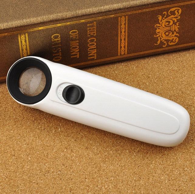 40X Handheld Exclamation Mark Style Magnifier with 2-LED Light