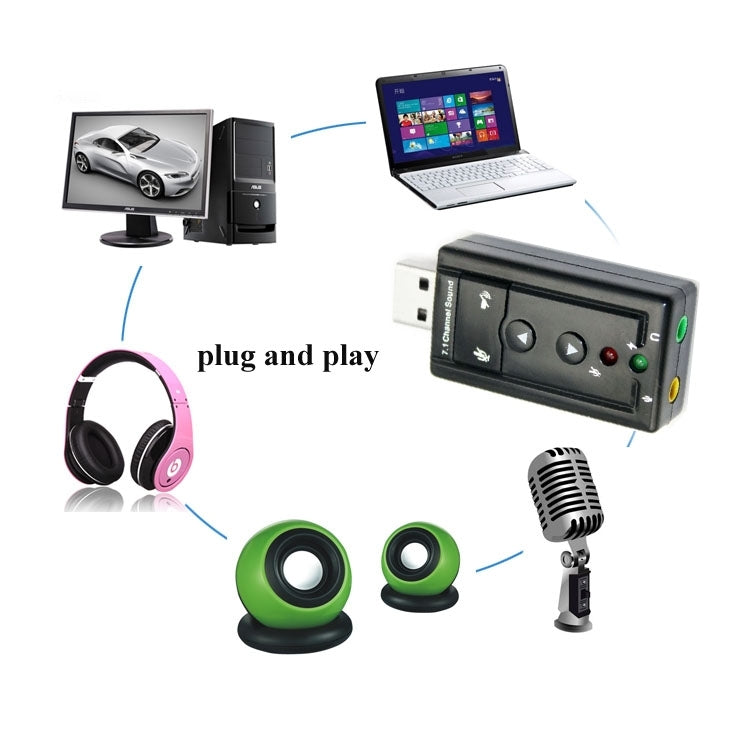 External USB 2.0 7.1 Channel 3D Virtual Audio Sound Card Adapter