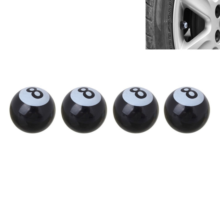 Universal 8mm American Billiards No.8 Ball Style Plastic Car Tire Valve Caps, Pack of 4