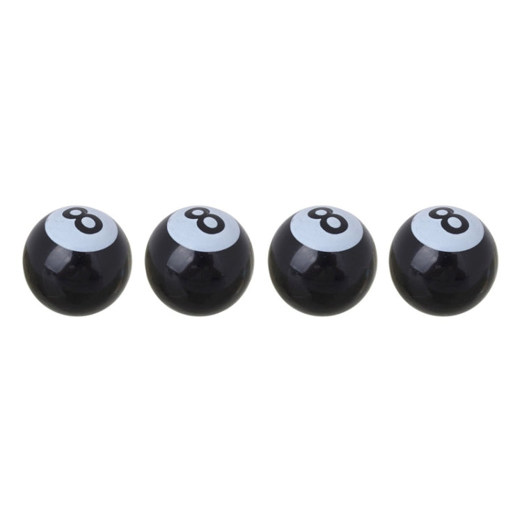 Universal 8mm American Billiards No.8 Ball Style Plastic Car Tire Valve Caps, Pack of 4