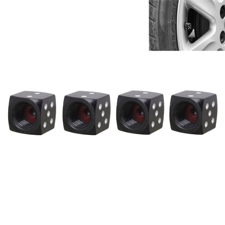 Universal 8mm Dice Style Aluminium Alloy Car Tire Valve Caps, Pack of 4