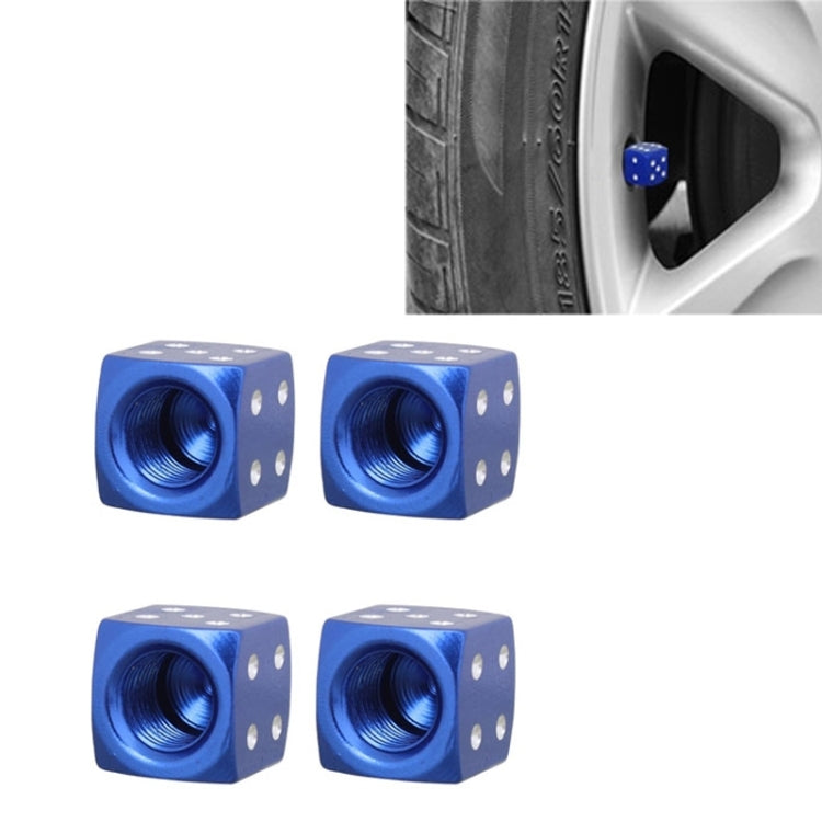 Universal 8mm Dice Style Aluminium Alloy Car Tire Valve Caps, Pack of 4