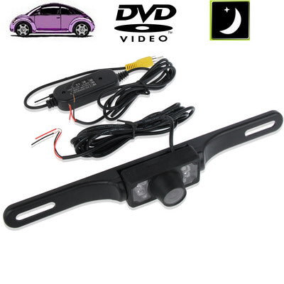 6 LED IR Infrared Waterproof Night Vision Wireless License Plate Frame Astern Backsight Rear View Camera , Support Installed in Car DVD Navigator or Car Monitor , Wide Viewing Angle: 140 degree (WD001)