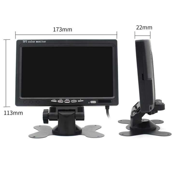 7.0 inch Car Monitor / Surveillance Cameras Monitor with Adjustable Angle Holder & Remote Controller, Dual Video Input