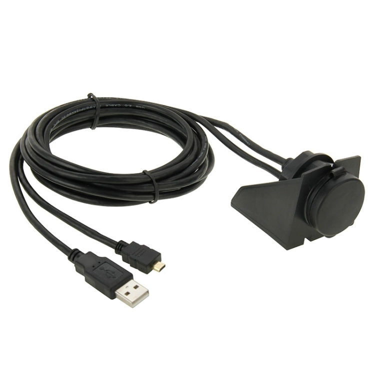 USB 2.0 & Micro HDMI (Type-D) Male to USB 2.0 & HDMI (Type-A) Female Adapter Cable with Car Flush Mount, Length: 2m