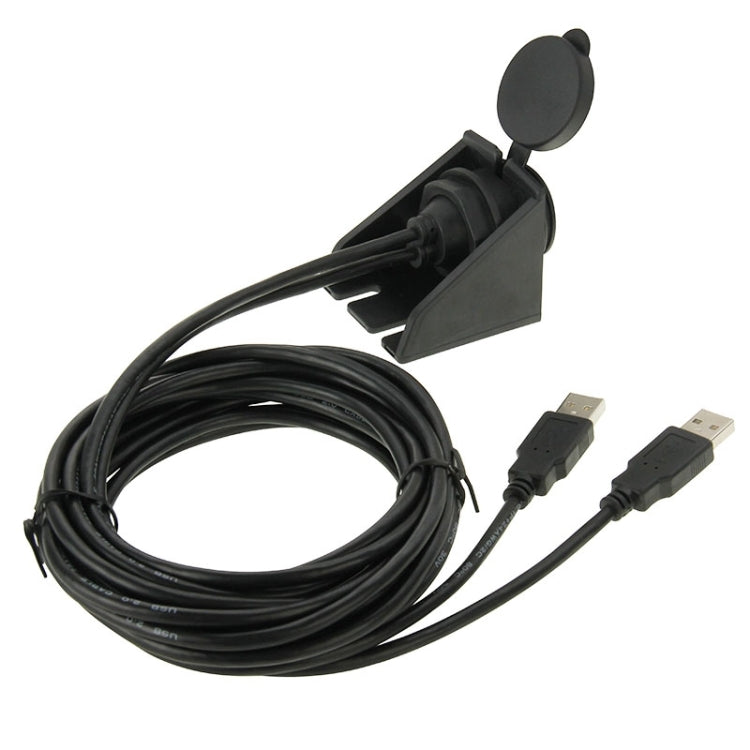 2 USB 2.0 Male to Female Extension Cable with Car Flush Mount, Length: 2m