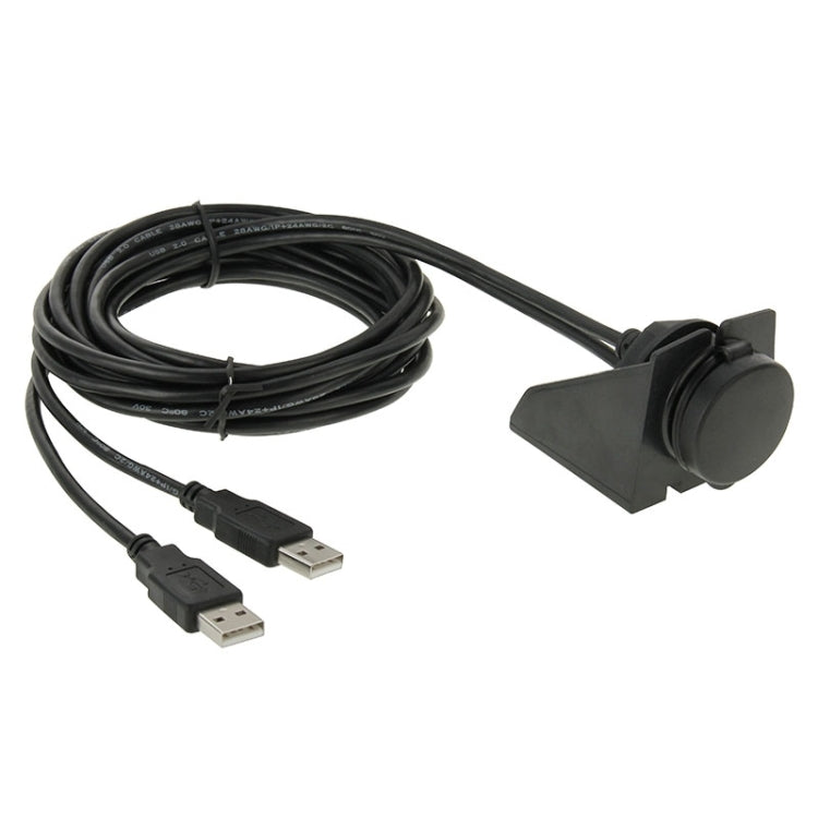 2 USB 2.0 Male to Female Extension Cable with Car Flush Mount, Length: 2m