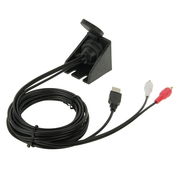 USB 2.0 & 2 RCA Male to USB 2.0 & 3.5mm Female Adapter Cable with Car Flush Mount, Length: 2m