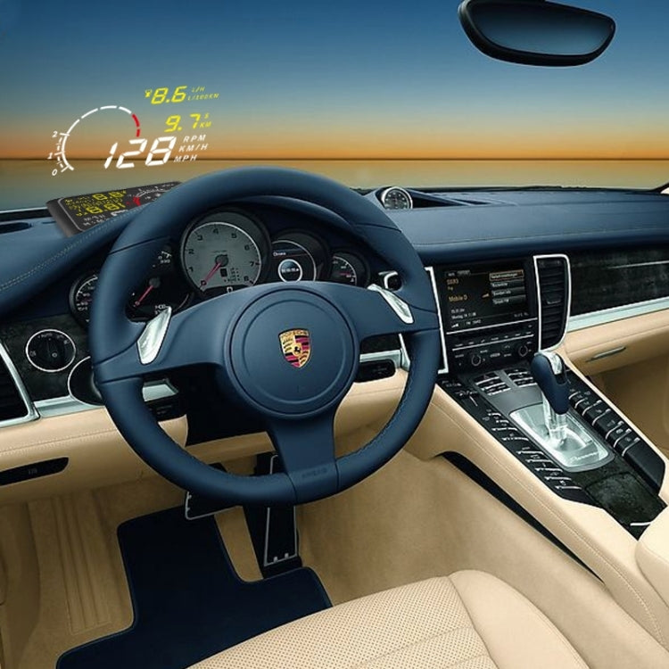 X3 Bluetooth 5.5 inch Car OBDII / EUOBD HUD Vehicle-mounted Head Up Display Security System, Support Speed & Fuel Consumption, Overspeed Alarm, Water Temperature, etc