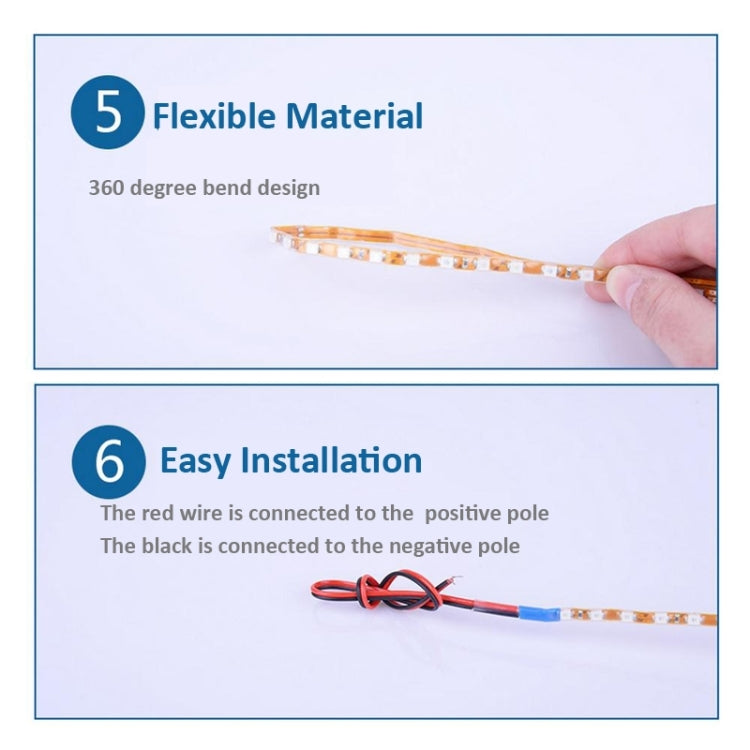 5 PCS Normally-on Style 45 LED 3528 SMD Waterproof Flexible Car Strip Light for Car Decoration, DC 12V, Length: 45cm, 45cm+Red, 45cm+White, 45cm+Yellow, 45cm+Dark Blue, 45cm+Green, 45cm+Ice blue, 45cm+Pink