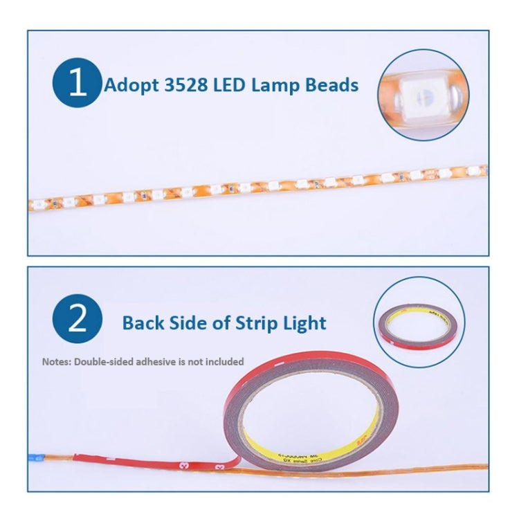 5 PCS Flow Style 45 LED 3528 SMD Waterproof Flexible Car Strip Light for Car Decoration, DC 12V, Length: 45cm, 45cm Pink, 45cm Red, 45cm White, 45cm Yellow, 45cm Dark Blue, 45cm Green, 45cm Ice Blue