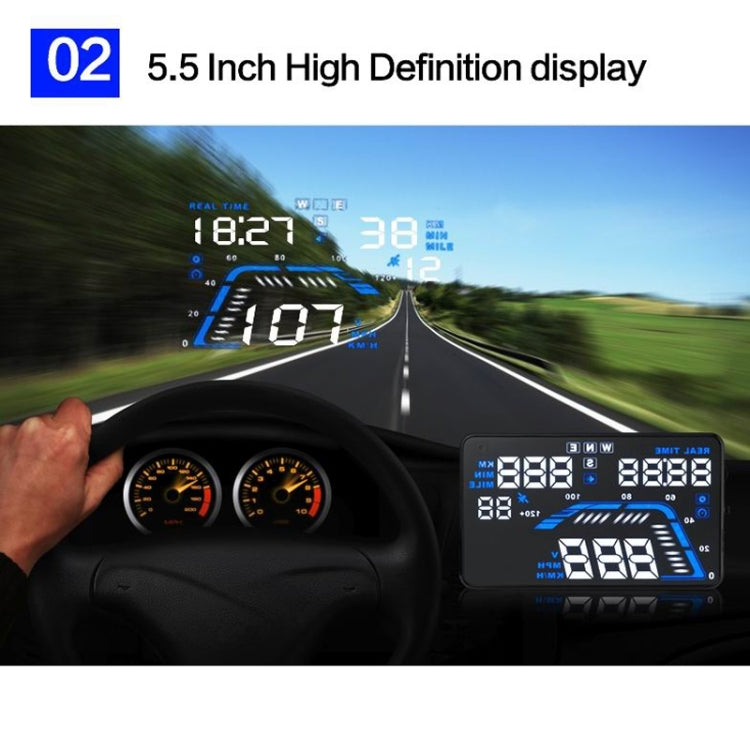 Q7 5.5 inch Car GPS HUD Vehicle-mounted Head Up Display Security System, Support Speed & Real Time & Altitude & Over Speed Alarm & Satellite Number, etc.