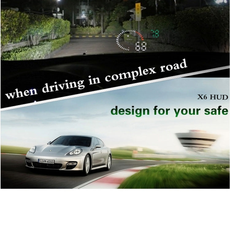 X6 3.5 inch Car OBDII / EUOBD HUD Vehicle-mounted Head Up Display Security System, Support Speed & Water Temperature & Speed Alarm & Fuel Consumption & Battery Voltage, etc.