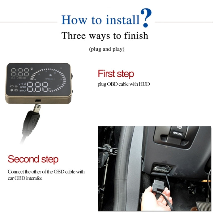 X6 3.5 inch Car OBDII / EUOBD HUD Vehicle-mounted Head Up Display Security System, Support Speed & Water Temperature & Speed Alarm & Fuel Consumption & Battery Voltage, etc.