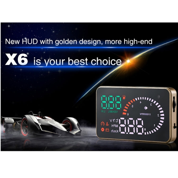 X6 3.5 inch Car OBDII / EUOBD HUD Vehicle-mounted Head Up Display Security System, Support Speed & Water Temperature & Speed Alarm & Fuel Consumption & Battery Voltage, etc.