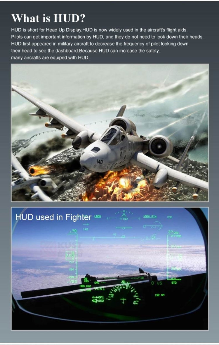 A8 5.5 inch Car OBDII HUD Warning System Vehicle-mounted Head Up Display Projector with LED, Support Fuel Consumption & Over Speed Alarm & Water Temperature & Fault Diagnosis