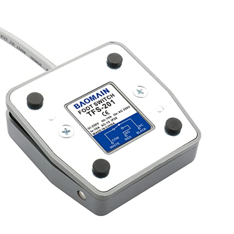 TFS-201 AC 250V 10 A Electric Power Plastic Foot Switch Power Pedal, Cable Length: 1m