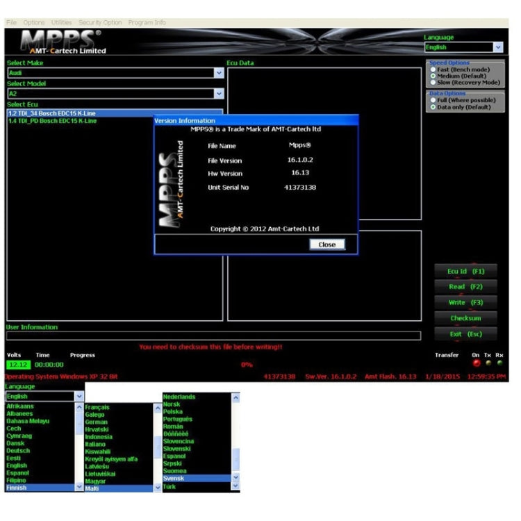 MPPS V16.1.02 ECU Chip Tuning Professional Diagnostic Tool for EDC15 / EDC16 / EDC17 Inkl CHECKSUM Read & Write Memory