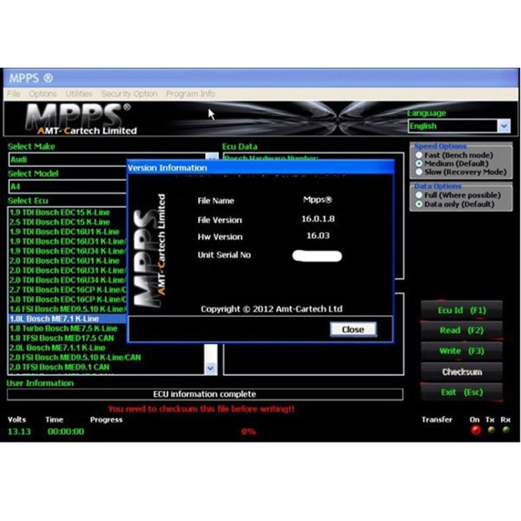 MPPS V16.1.02 ECU Chip Tuning Professional Diagnostic Tool for EDC15 / EDC16 / EDC17 Inkl CHECKSUM Read & Write Memory