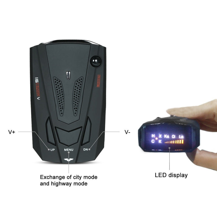 V7 Car Anti-Police Radar Detector 360 Protection Defense Laser Detection, Built-in Russian & English Voice Broadcast