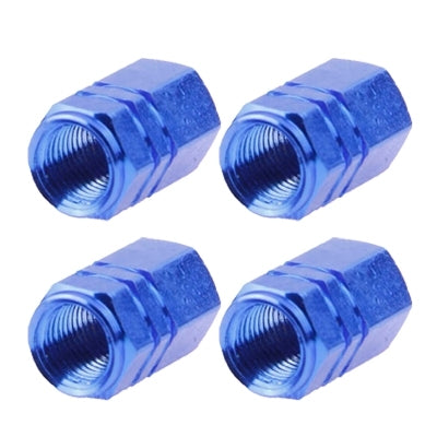 Blue Anodized Aluminum Tire Valve Stem Caps 4 pcs
