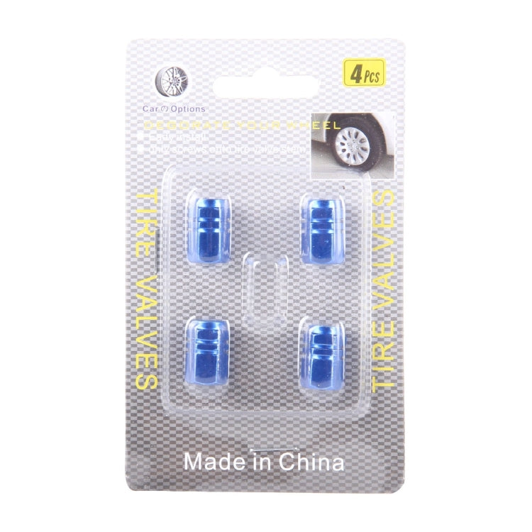 Blue Anodized Aluminum Tire Valve Stem Caps 4 pcs