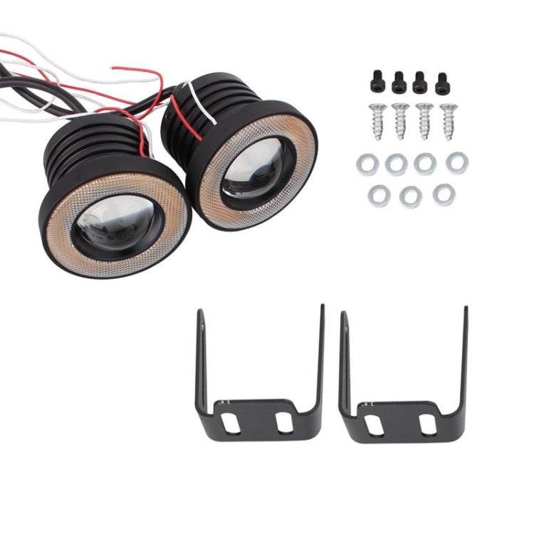 2 PCS 2.5 inch 10W 900LM White + Yellow Light 6500K Waterproof LED Eagle Eye Light for Vehicles, DC 12V, Cable Length: 20cm