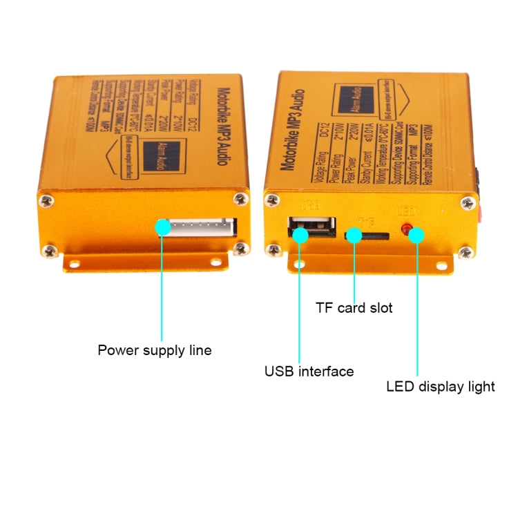 Motorcycle Anti-theft Digital MP3 with 3.0 inch Speaker, FM Radio & Remote Control, Support SD Card & USB Flash Disk