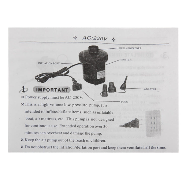 JY-019 50Hz 150W AC Electric Air Pump with 3 x Nozzles, AC 220V, (EU Plug)