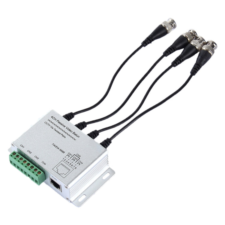 4 CH UTP Passive Video Balun , CCTV Via Twisted Pairs
