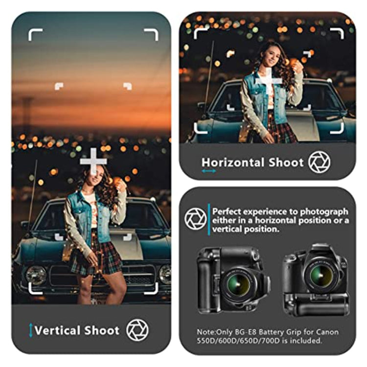 Battery Grip for Canon EOS 550D with Two Battery Holder