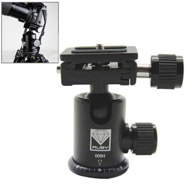 RUBY 005H Aluminium Magnesium Alloy Tripod Ball Head with Quick Release Plate Adapter