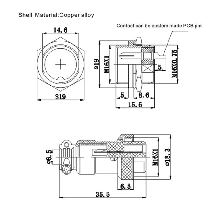 DIY 16mm 7-Pin GX16 Aviation Plug Socket Connector (5 Pcs in One Package, the Price is for 5 Pcs)