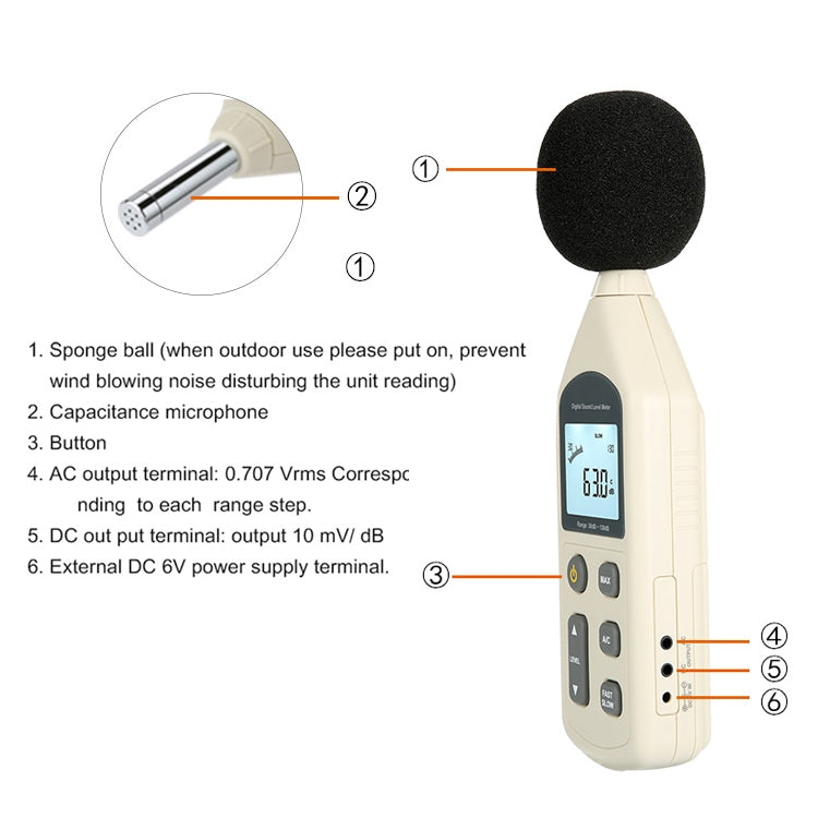Digital Sound Level Meter (Range: 30dB~130dB)