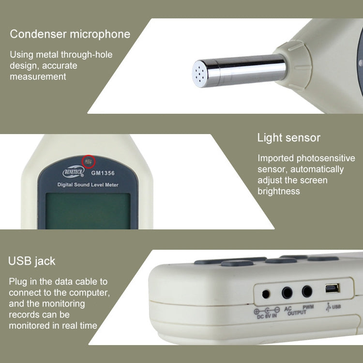 Digital Sound Level Meter with USB Port(Range: 30dB~130dB)