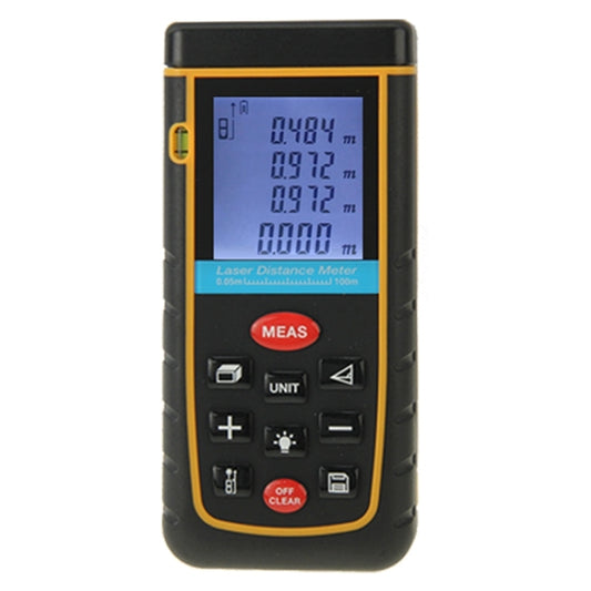 RZ-A100 1.9 inch LCD 100m Hand-held Laser Distance Meter with Level Bubble