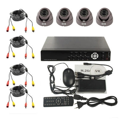 4-CH Embedded Digital Video Recorder Kit (1 / 3 Sony CCD, 650TVL, 24 x IR LED, 6mm Lens, IR Distance: 25m,  H.264 (8204EV+622A)