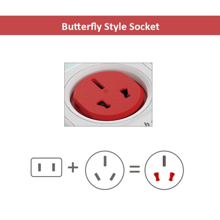 PowerCube 10A Universal Wall Adapter Power Socket with 4 US / AU Sockets and 2 USB Ports for Home Office, AU Plug, Random Color Delivery