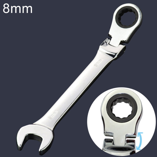 8mm Dual-use Opening Plum Ratcheting Angled Wrench , Length: 13.8cm