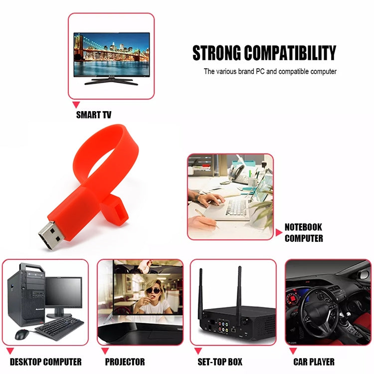 16GB Silicon Bracelets USB 2.0 Flash Disk, 16GB (Black)