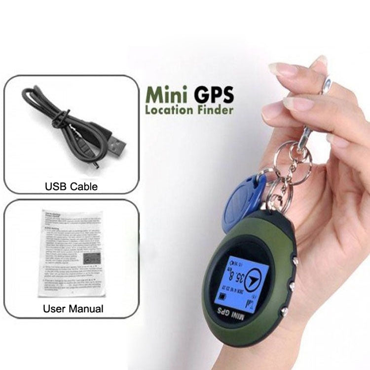 Keychain Handheld Mini GPS Navigation USB Rechargeable Location Finder Tracker for Outdoor Travel(Green)