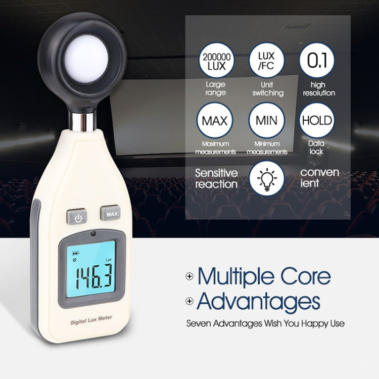 BENETECH Digital Light Lux Meter for Factory / School / House Various Occasion, Range: 0-200,000 Lux (GM1010)